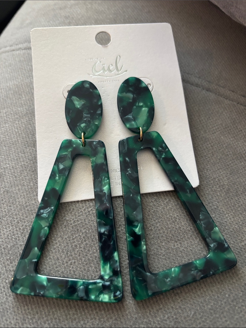 Macy's Green Marbled Geometric Drop Earrings